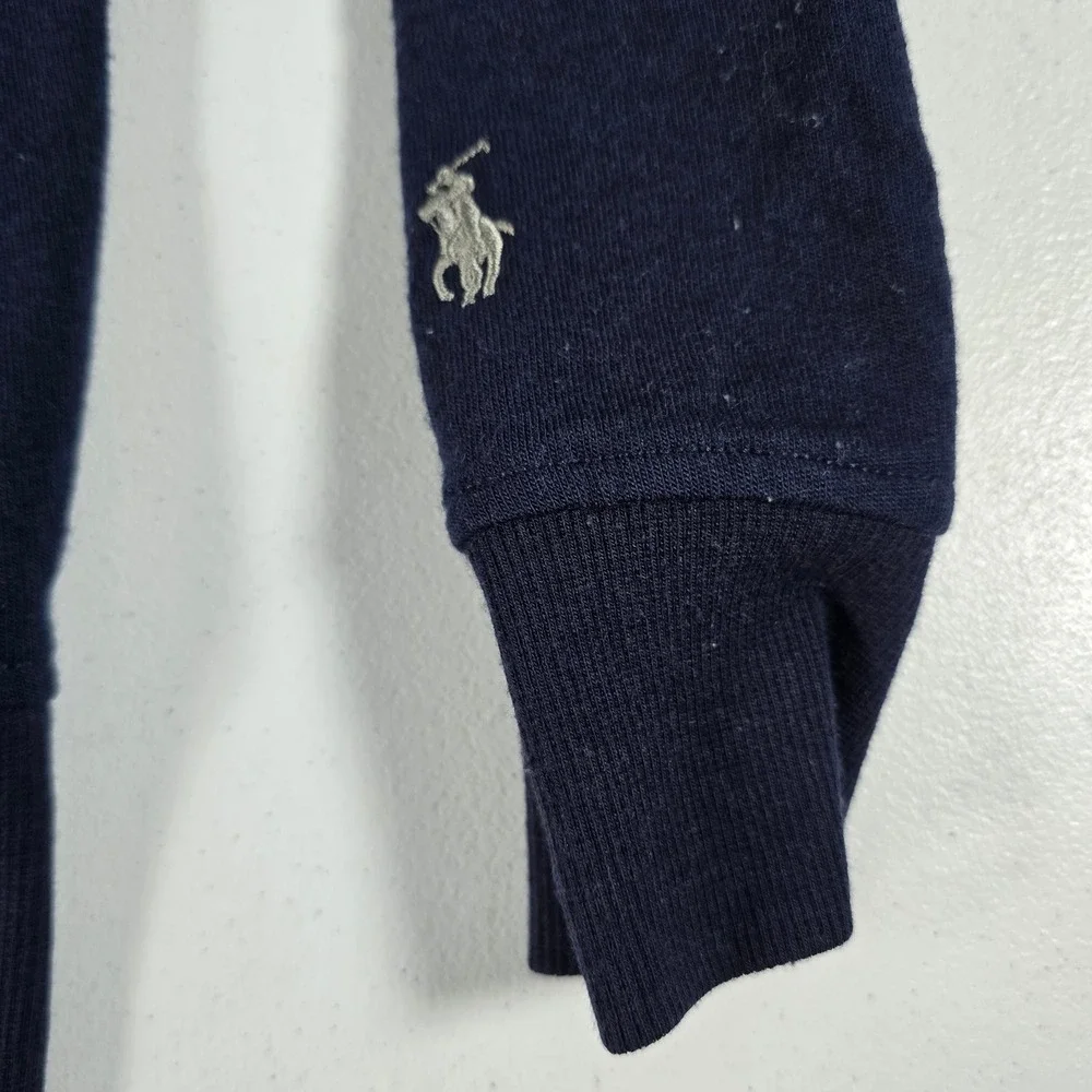 Polo Ralph Lauren Mens‎ Navy Blue 100% Wool Quarter Zip Pullover Sweater Medium